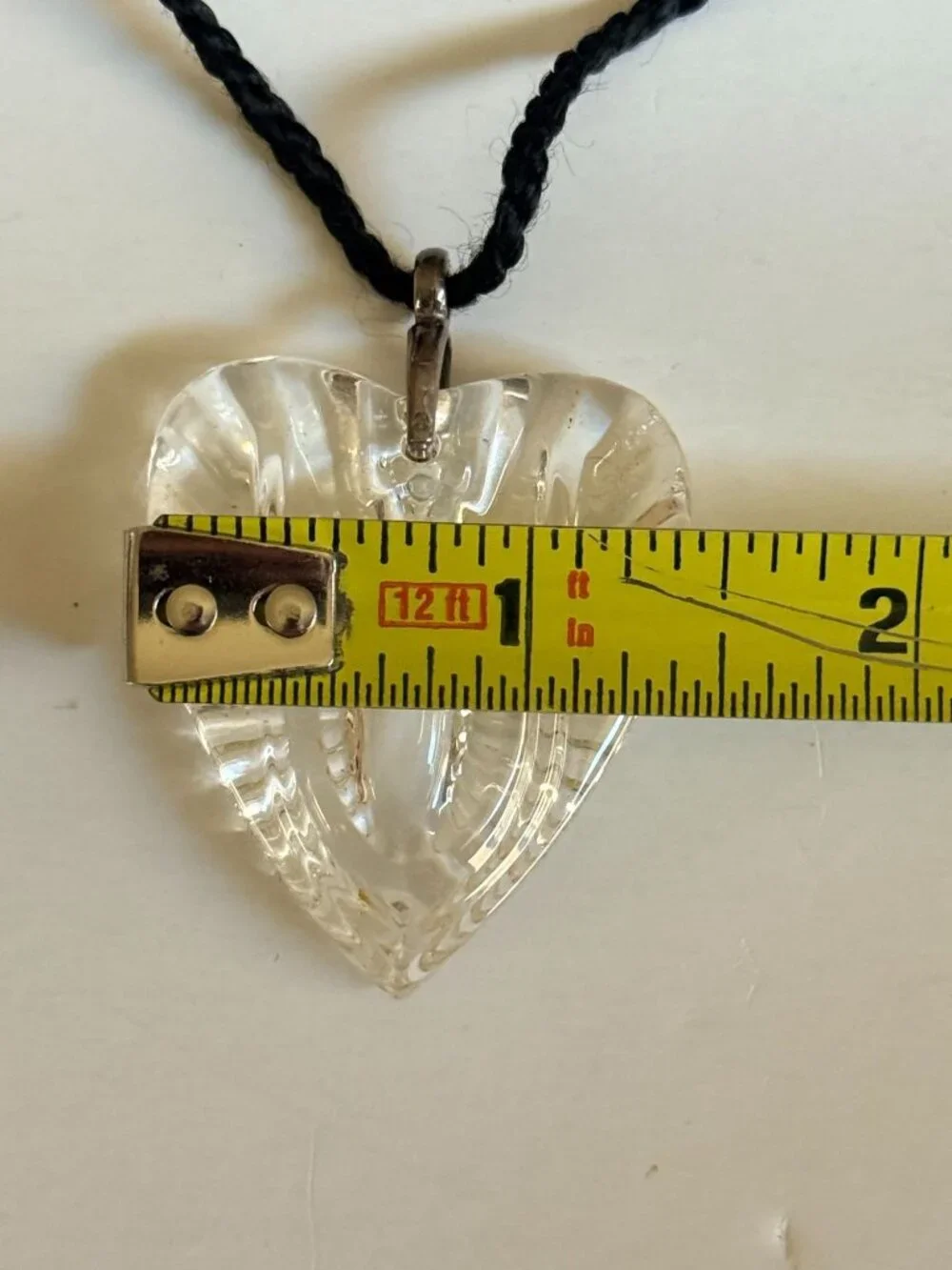 Vintage Waterford Crystal Heart Pendant Necklace with Black Cord RopeREAD